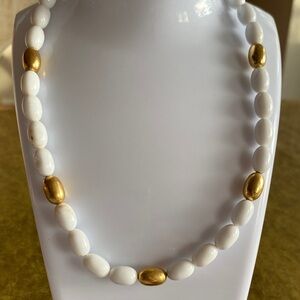 Napier White and Gold Bead Necklace - Women Jewelry